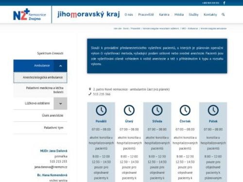 Anesteziologická ambulance - Nemocnice Znojmo