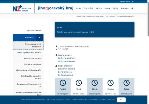 Zobrazit webové stránky Cévní poradna - Nemocnice Znojmo
