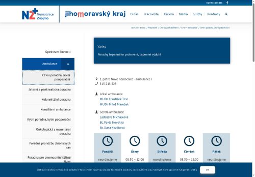 Zobrazit webové stránky Cévní poradna - Nemocnice Znojmo