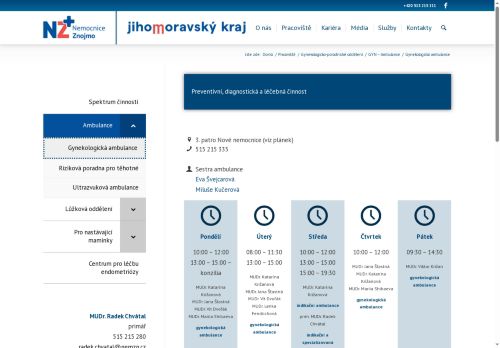 Zobrazit webové stránky Gynekologická ambulance - Nemocnice Znojmo
