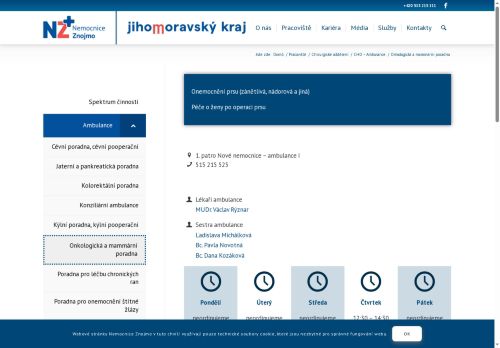 Zobrazit webové stránky Mammární poradna - Nemocnice Znojmo