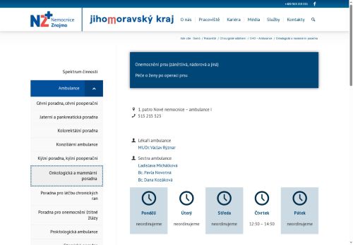 Zobrazit webové stránky Mammární poradna - Nemocnice Znojmo