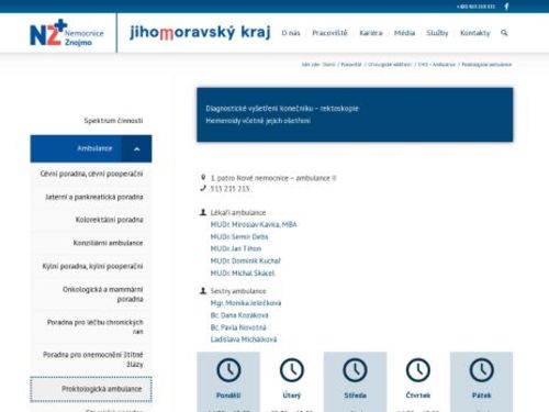 Proktologická ambulance - Nemocnice Znojmo