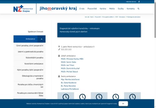 Zobrazit webové stránky Proktologická ambulance - Nemocnice Znojmo