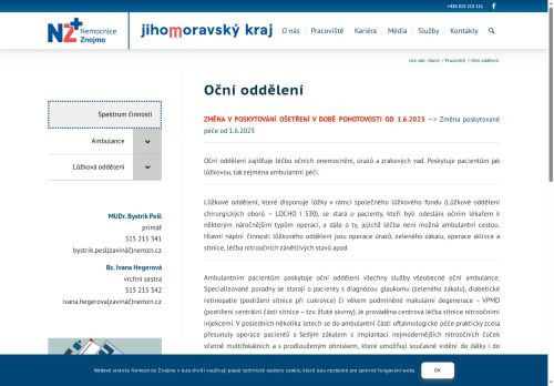 Zobrazit webové stránky Oční ambulance - Nemocnice Znojmo