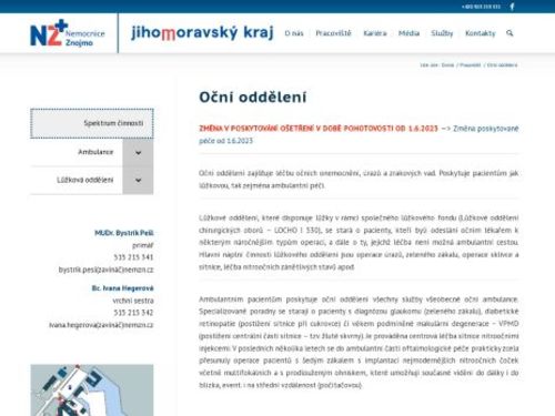 Oční ambulance - Nemocnice Znojmo