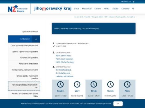 Poradna pro léčbu chronických ran - Nemocnice Znojmo