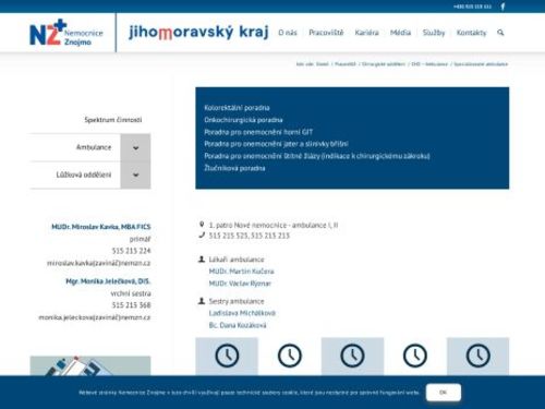 Specializované chirurgické ambulance - Nemocnice Znojmo