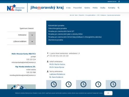Specializované chirurgické ambulance - Nemocnice Znojmo