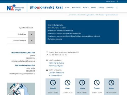 Specializované chirurgické ambulance - Nemocnice Znojmo
