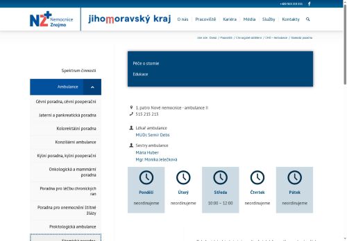 Zobrazit webové stránky Stomická poradna - Nemocnice Znojmo