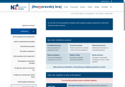 Zobrazit webové stránky Stomická poradna - Nemocnice Znojmo