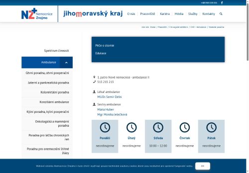 Zobrazit webové stránky Stomická poradna - Nemocnice Znojmo
