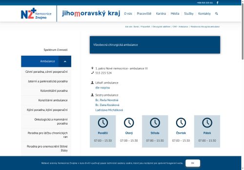 Zobrazit webové stránky Všeobecná chirurgická ambulance - Nemocnice Znojmo