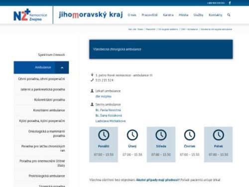 Všeobecná chirurgická ambulance - Nemocnice Znojmo