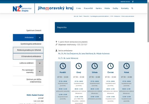 Zobrazit webové stránky Riziková poradna pro těhotné a ultrazvuková ambulance - Nemocnice Znojmo