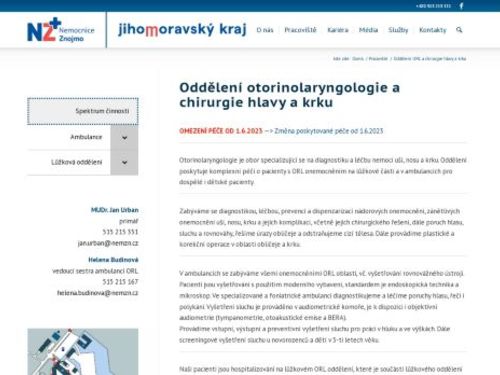 ORL ambulance - Nemocnice Znojmo
