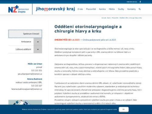 ORL ambulance - Nemocnice Znojmo