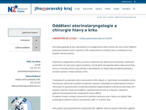 ORL ambulance - Nemocnice Znojmo