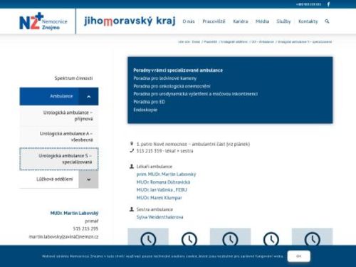 Specializovaná urologická ambulance - Nemocnice Znojmo