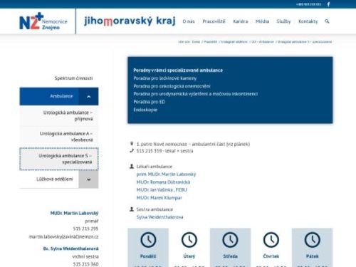 Specializovaná urologická ambulance - Nemocnice Znojmo