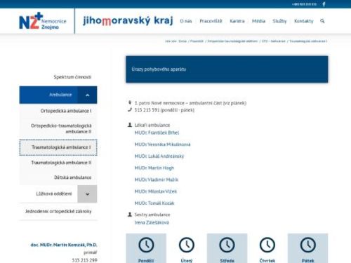 Traumatologické ambulance - Nemocnice Znojmo