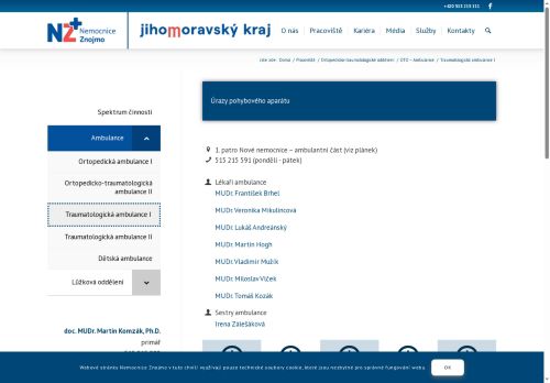 Zobrazit webové stránky Traumatologické ambulance - Nemocnice Znojmo