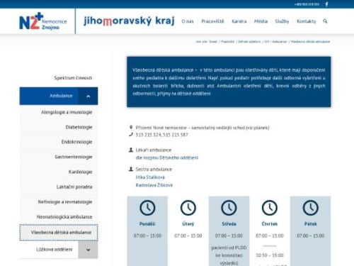 Všeobecná dětská ambulance - Nemocnice Znojmo