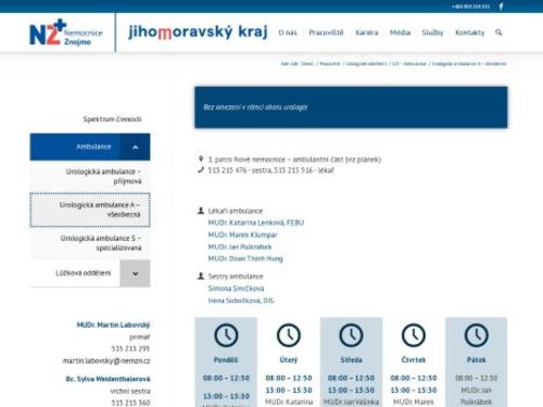 Všeobecná urologická ambulance - Nemocnice Znojmo