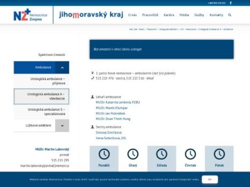 Všeobecná urologická ambulance - Nemocnice Znojmo