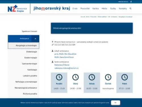 Dětská alergologická a imunologická ambulance - Nemocnice Znojmo