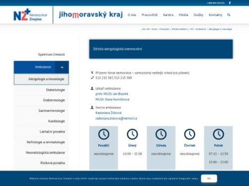 Dětská alergologická a imunologická ambulance - Nemocnice Znojmo