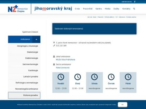 Novorozenecká riziková poradna - Nemocnice Znojmo