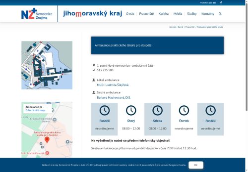 Zobrazit webové stránky Praktický lékař pro dospělé Nemocnice Znojmo - MUDr. Zuzana Ziková, MUDr. Ludmila Šikýřová