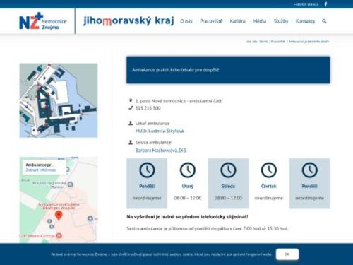 Praktický lékař pro dospělé Nemocnice Znojmo - MUDr. Zuzana Ziková, MUDr. Ludmila Šikýřová