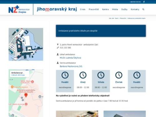 Praktický lékař pro dospělé Nemocnice Znojmo - MUDr. Zuzana Ziková, MUDr. Ludmila Šikýřová