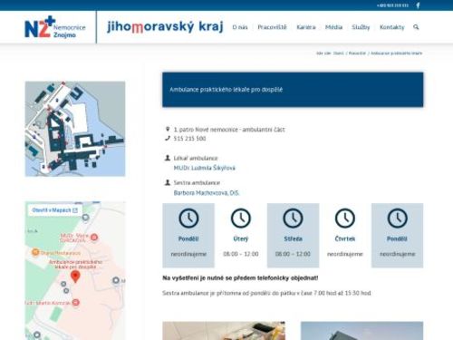 Praktický lékař pro dospělé Nemocnice Znojmo - MUDr. Zuzana Ziková, MUDr. Ludmila Šikýřová