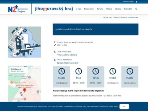 Praktický lékař pro dospělé Nemocnice Znojmo - MUDr. Zuzana Ziková, MUDr. Ludmila Šikýřová