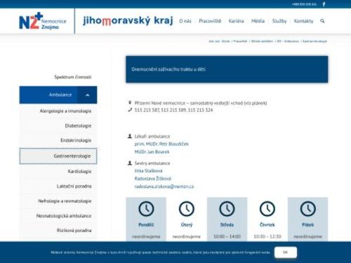 Dětská gastroenterologická ambulance - Nemocnice Znojmo