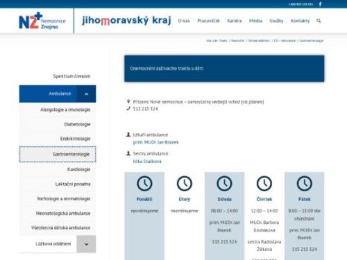 Dětská gastroenterologická ambulance - Nemocnice Znojmo