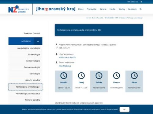 Dětská nefrologická a revmatologická ambulance - Nemocnice Znojmo