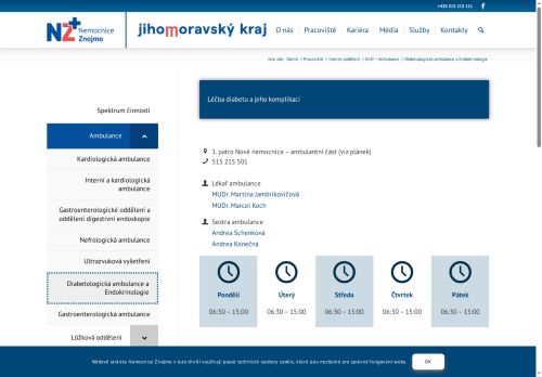 Zobrazit webové stránky Diabetologická a endokrinologická ambulance - Nemocnice Znojmo