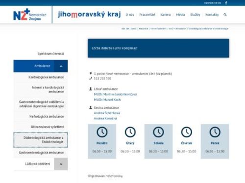 Diabetologická a endokrinologická ambulance - Nemocnice Znojmo