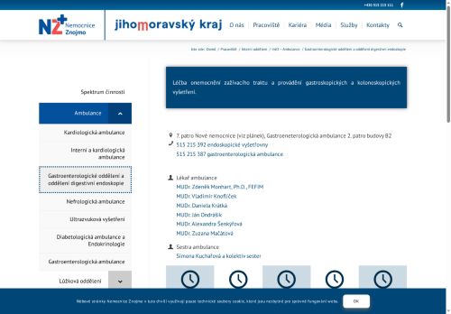 Zobrazit webové stránky Gastroenterologická ambulance - Nemocnice Znojmo