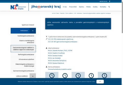 Zobrazit webové stránky Gastroenterologická ambulance - Nemocnice Znojmo