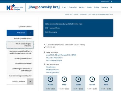 Interní a kardiologická ambulance - Nemocnice Znojmo