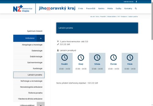 Zobrazit webové stránky Laktační poradna - Nemocnice Znojmo