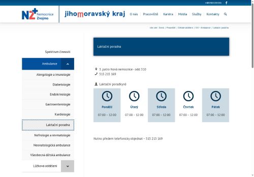 Zobrazit webové stránky Laktační poradna - Nemocnice Znojmo