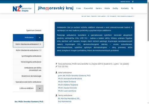 Zobrazit webové stránky Kožní všeobecná ambulance - Nemocnice Znojmo