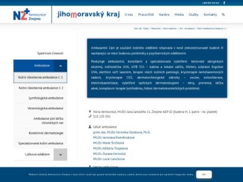 Kožní všeobecná ambulance - Nemocnice Znojmo